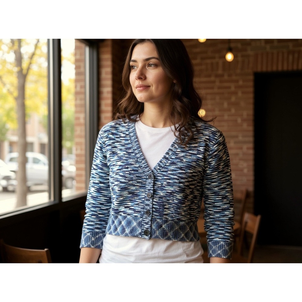 Free Assembly Womens Multicolor Striped cottage Button Front‎ Cardigan office XL
